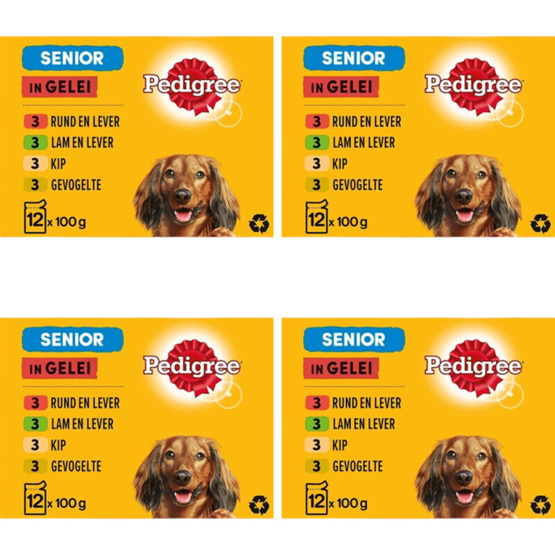 Pedigree Senior maaltijdzak in gelei multi 4-pack