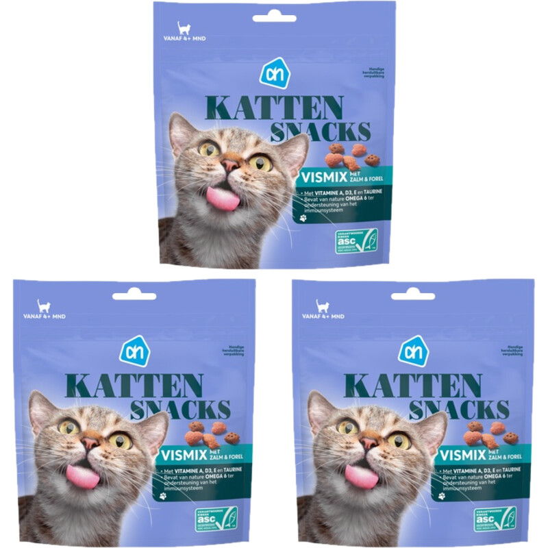 AH Kattensnacks vismix zalm en forel 3-pack