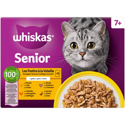 Whiskas Senior gevogelte kip,kalkoen,eend gelei