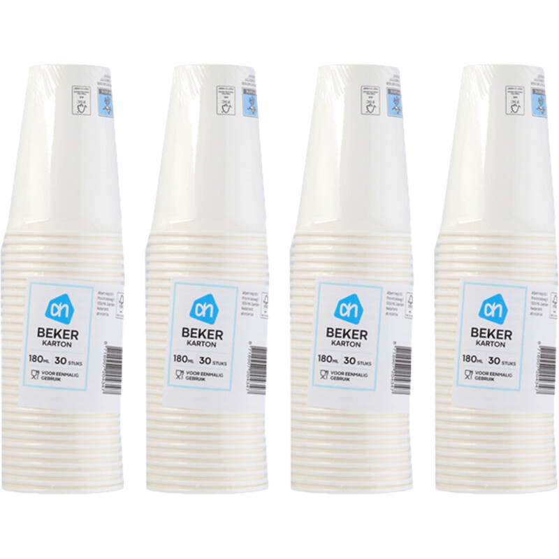 AH Kartonnen beker wit 4-pack