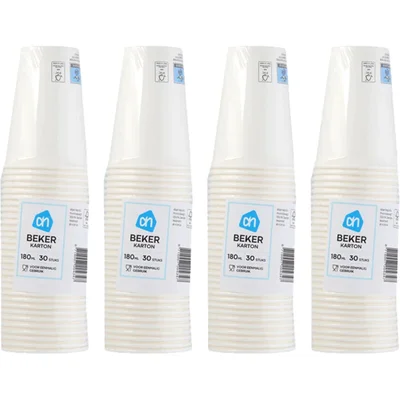 AH Kartonnen beker wit 4-pack
