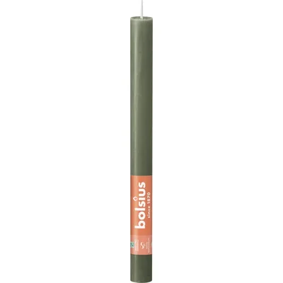 Bolsius Dinerkaars rustiek olijfgroen 27cm