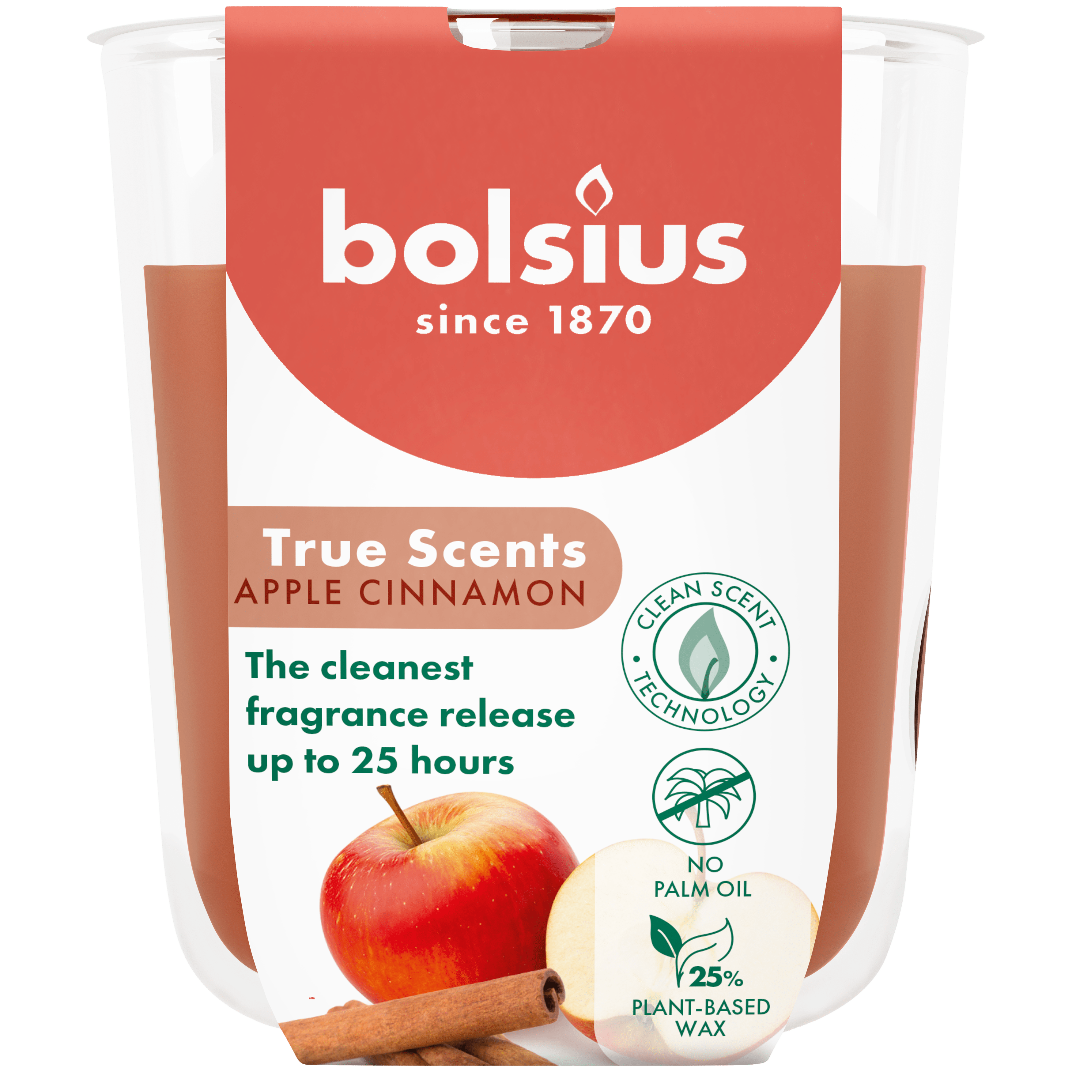 Bolsius True scents geurglas apple cinnamon 8cm