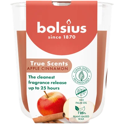Bolsius True scents geurglas apple cinnamon 8cm