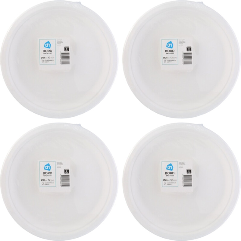 AH Bord rond wit bagasse 260mm 4-pack