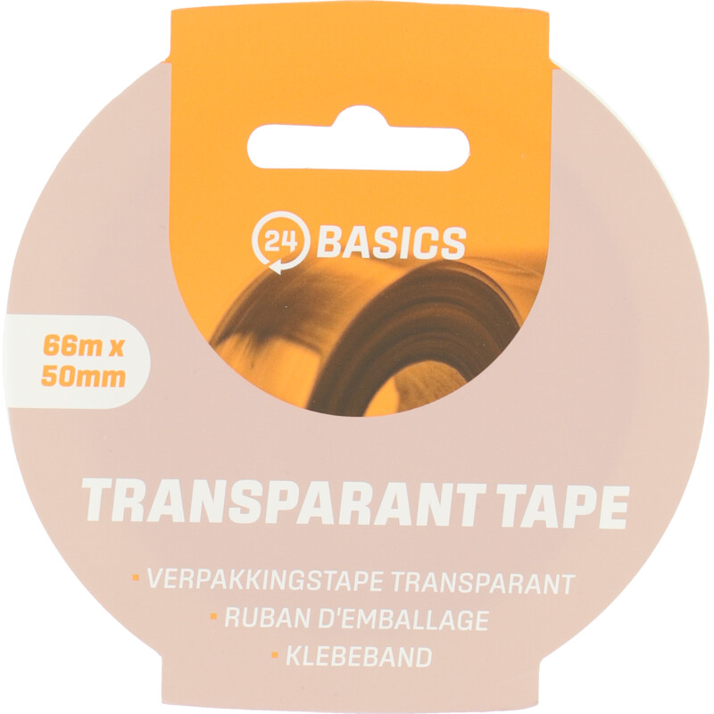 24Basics Verpakkingstape transparant 66mx50mm