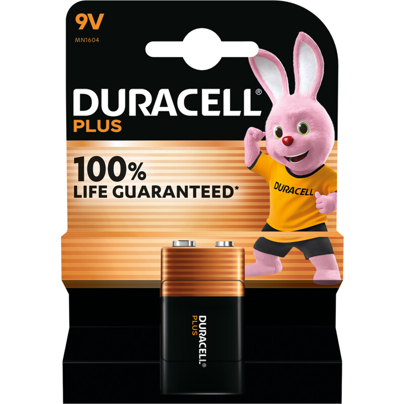 Duracell Plus 9V-alkaline batterijen 6LR61