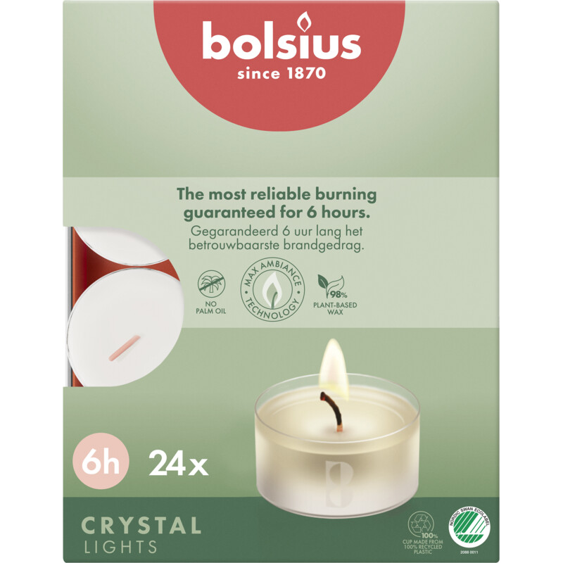 Bolsius Waxinelichtjes clear cup 6 uur