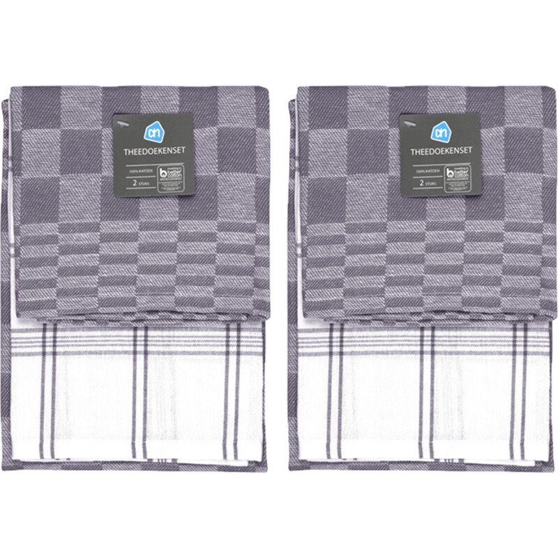 AH Theedoeken grijs 2-pack