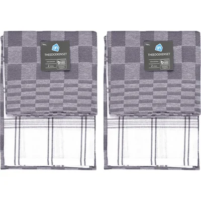 AH Theedoeken grijs 2-pack