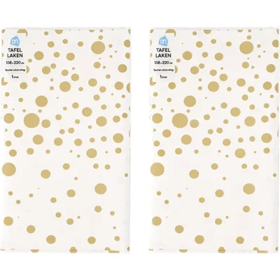 AH Tafellaken goud stip 138x220cm 2-pack