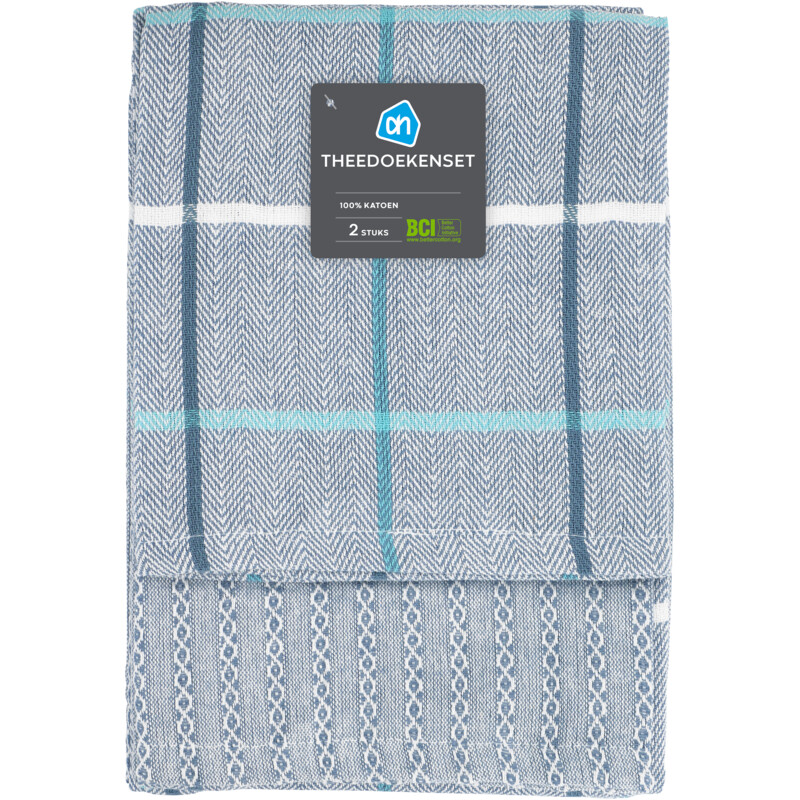 AH Theedoek blauw set van 2
