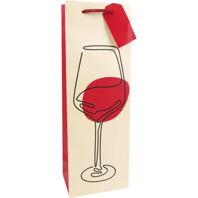 Design Group cadeauzak wijnglas rood