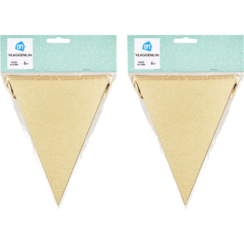AH Glitter vlaggenlijn goud 6mtr 2-pack