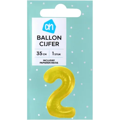 AH Folieballon nr 2 goud 36cm