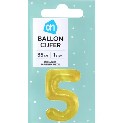 AH Folieballon nr 5 goud 36cm