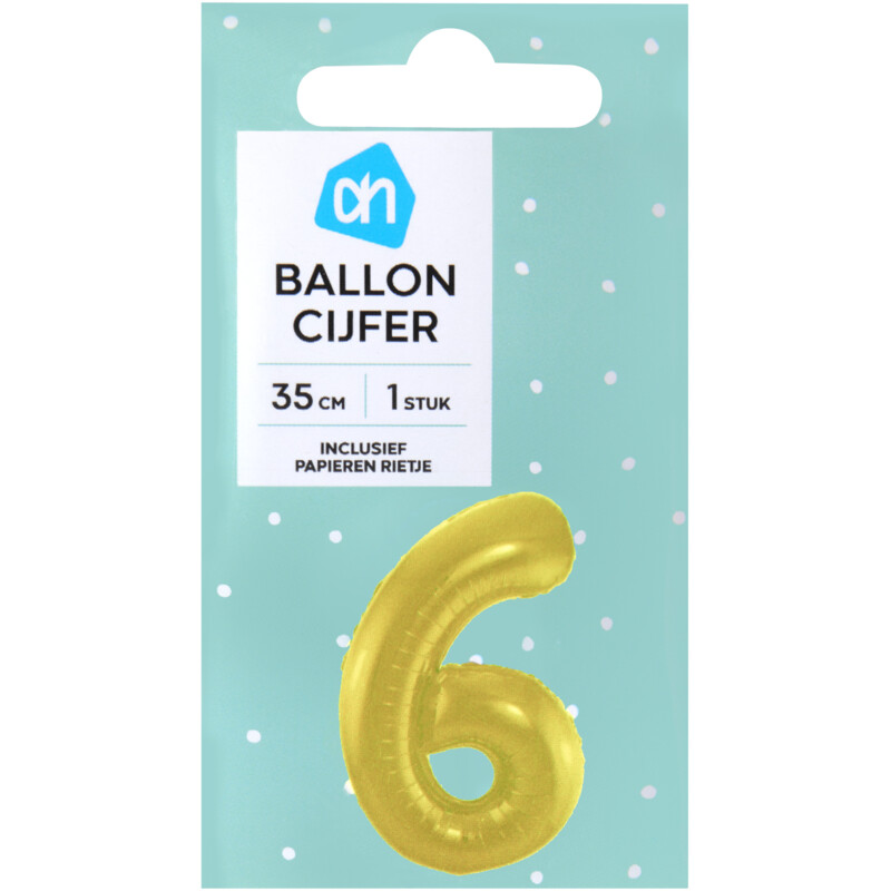 AH Folieballon nr 6 goud 36cm