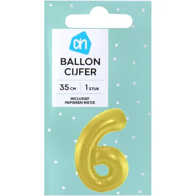 AH Folieballon nr 6 goud 36cm