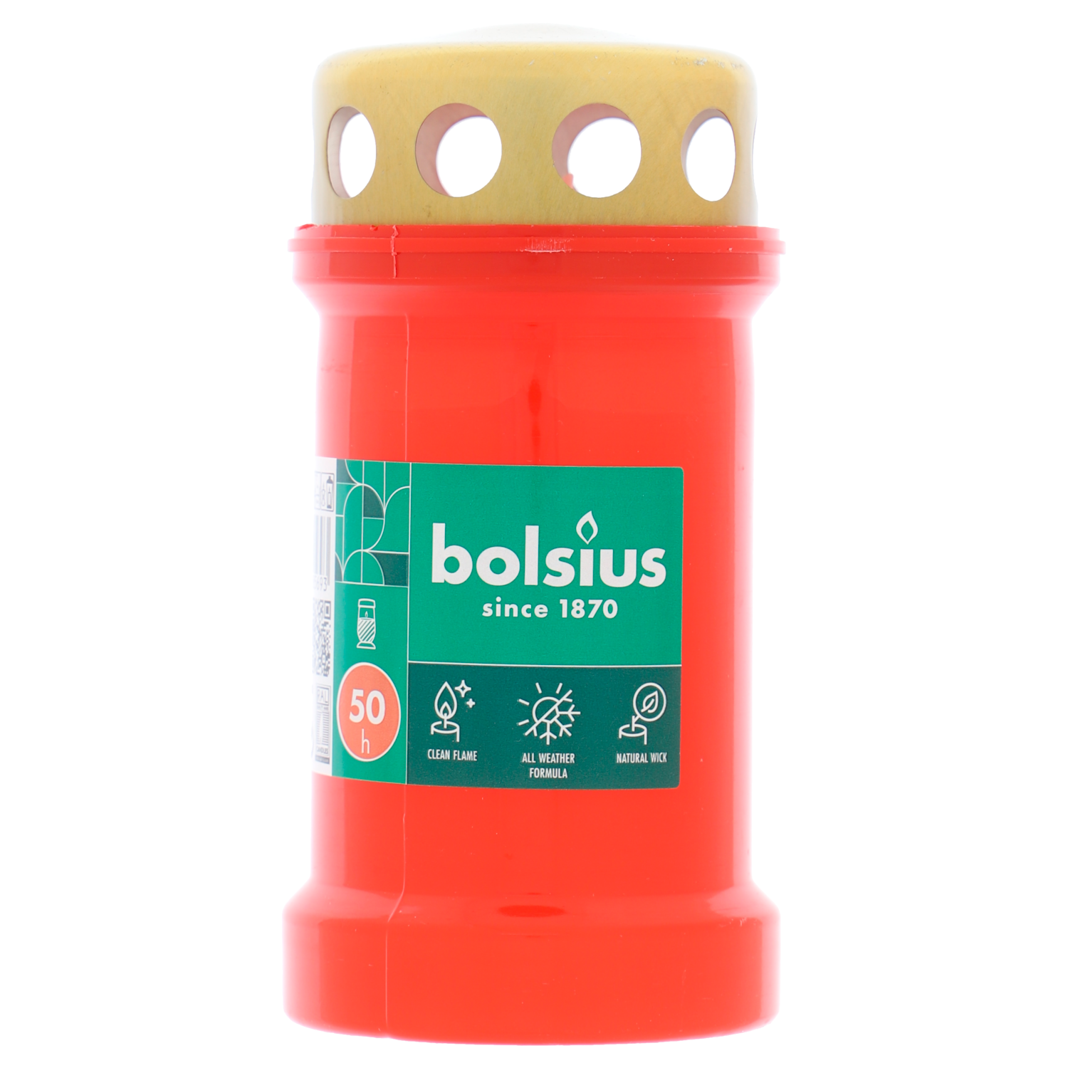 Bolsius Herdenkingslicht met deksel rood