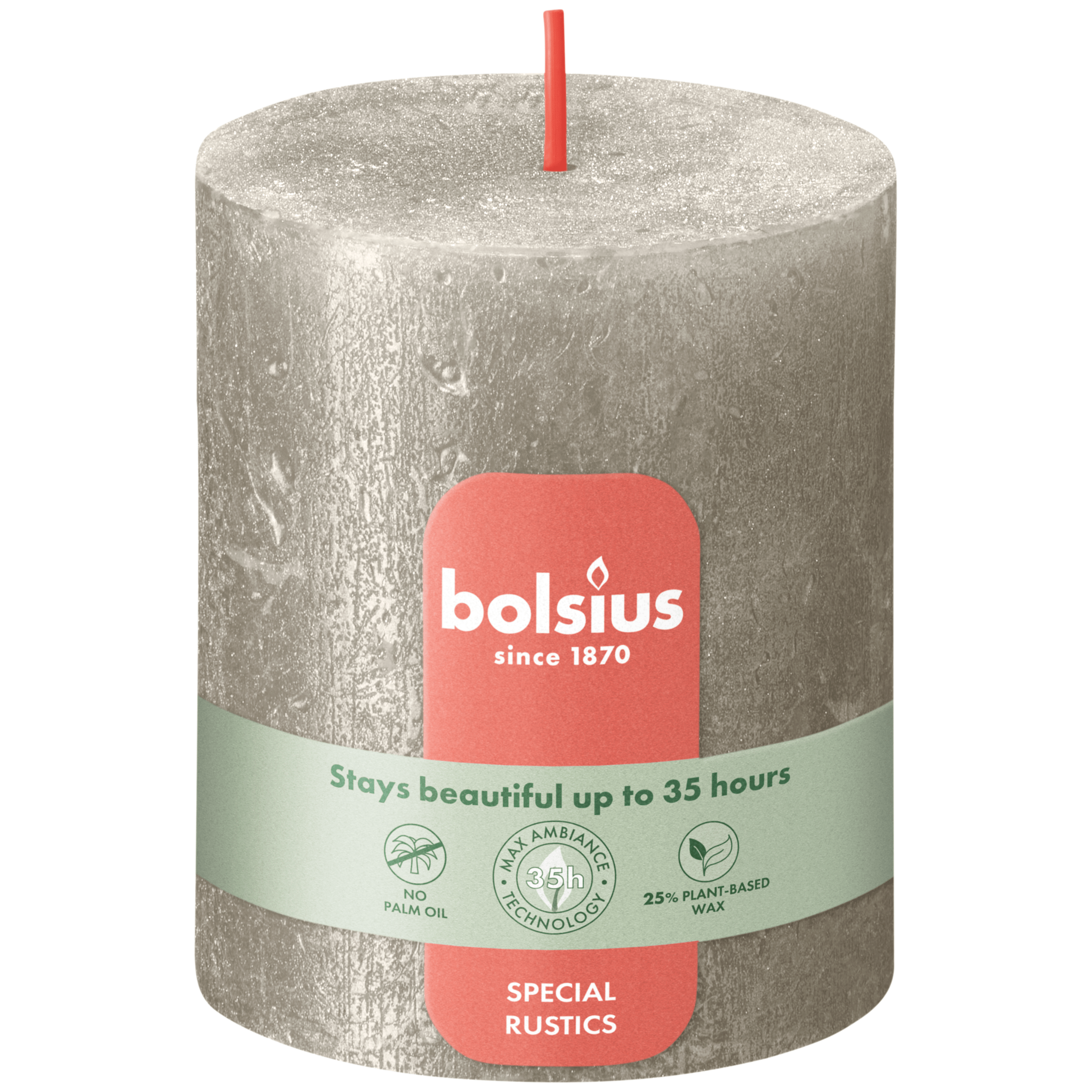 Bolsius Rustieke kaars shimmer champagne 8cm
