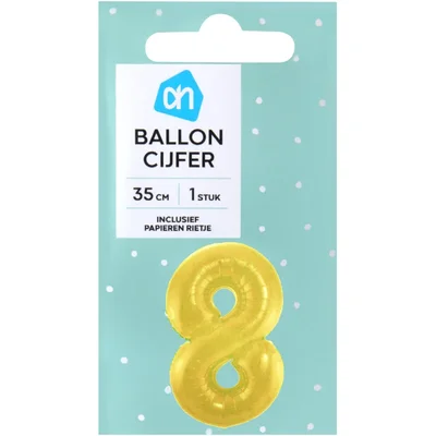 AH Folieballon nr 8 goud 36cm