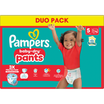 Pampers Baby-Dry Pants Luierbroekjes Maat 5, 74 Luierbroekjes