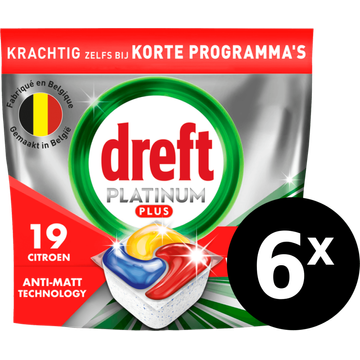Dreft Platinum Plus All In One Vaatwastabletten Anti-dofheidstechnologie 6 x 19