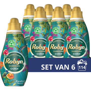Robijn Klein&Krachtig Collections Vloeibaar Wasmiddel Color Paradise Secret 19 Wasbeurten x 6 Stuks