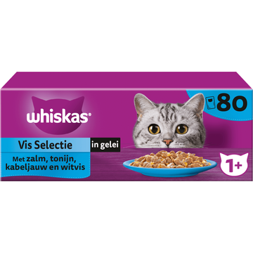 Whiskas 1+ Natvoer - Classic - Selectie in Saus - Maaltijdzakjes 80 x 85 g