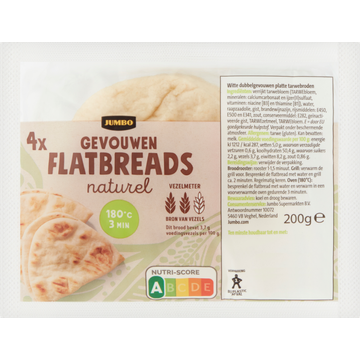 Jumbo - Gevouwen Flatbreads Naturel - 4 Stuks