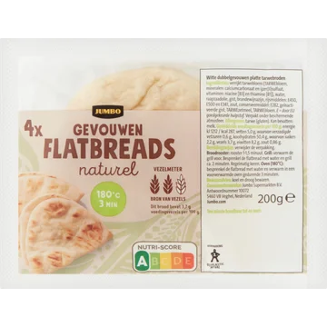 Jumbo - Gevouwen Flatbreads Naturel - 4 Stuks