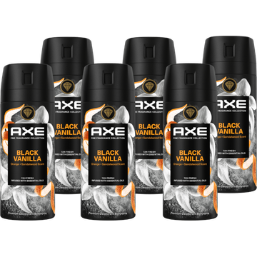 AXE Fine Fragrance Collection Premium Deodorant Bodyspray Black Vanilla 150 ml x 6 stuks