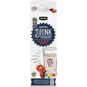 Jumbo Magere Drink Yoghurt Aardbei Kers 1 L