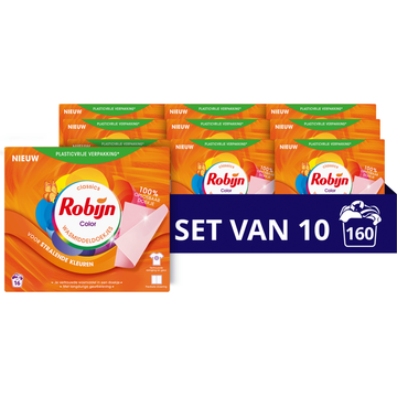 Robijn Classics Wasmiddeldoekjes Color 16 wasstrips x 10 Dozen
