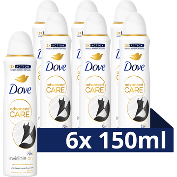 Dove Advanced Care Anti-Transpirant Deodorant Spray Invisible Dry - 6 x 150 ML