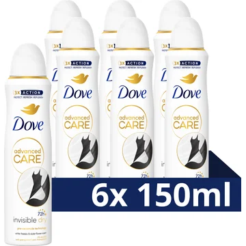 Dove Advanced Care Anti-Transpirant Deodorant Spray Invisible Dry - 6 x 150 ML