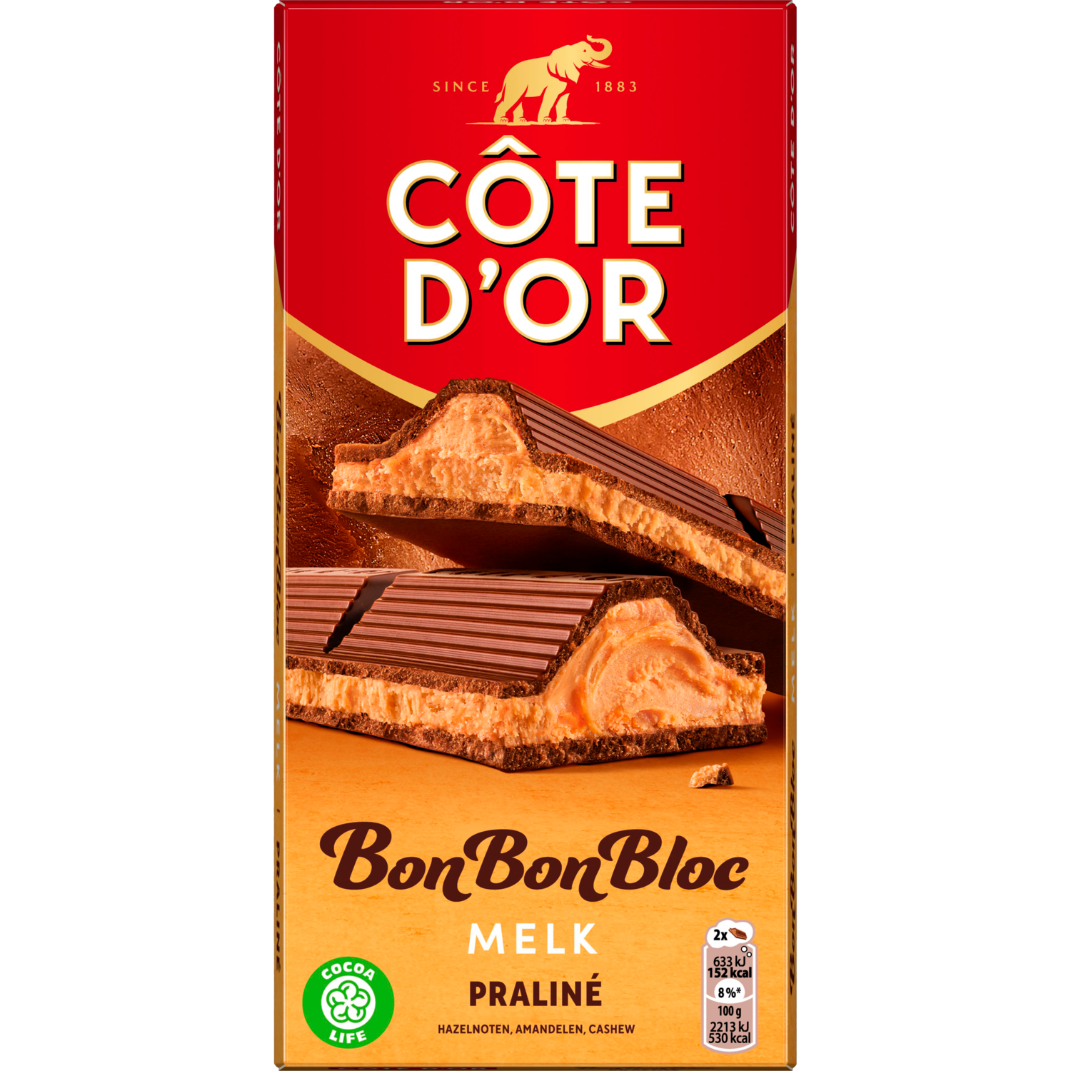Côte d'Or BonBonBloc Chocoladereep Melk Praliné Hazelnoot 200g