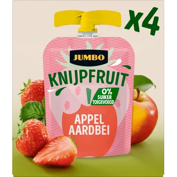 Jumbo Knijpfruit Appel Aardbei 4 x 90 g