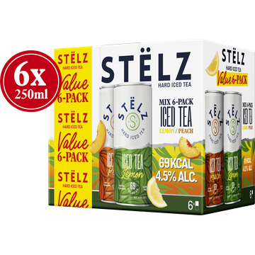 Stelz Hard Iced Tea Peach & Lemon 6x250ML