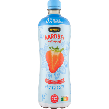 Jumbo Fruitsiroop Aardbei met Appel 0% Suiker Toegevoegd 750ML