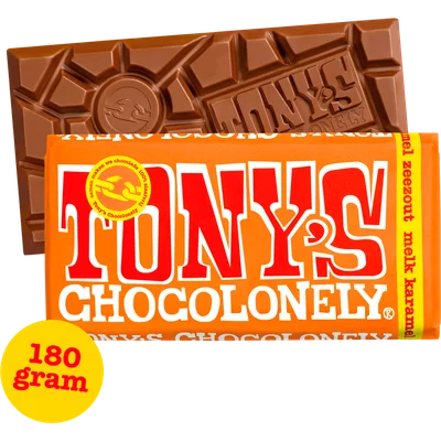 Tony's Chocolonely Zeezout Melk Karamel Chocolade Reep 180 g