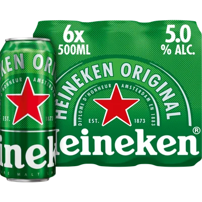 Heineken Premium Pilsener Bier Blik 6 x 500ml