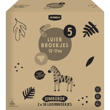 Jumbo Luierbroekjes Maat 5 12-17 kg Voordeelverpakking 2 x 38 Stuks