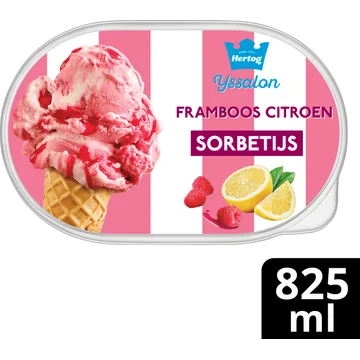 Hertog IJssalon Sorbetijs Framboos Citroen 825 ml