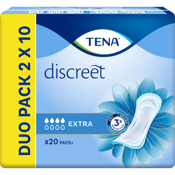 Tena Discreet with InstaDry Zone Extra Duo Pack 2 x 10 Stuks