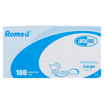 Romed Blue Nitrile Handschoenen Poedervrij L - 100 Stuks