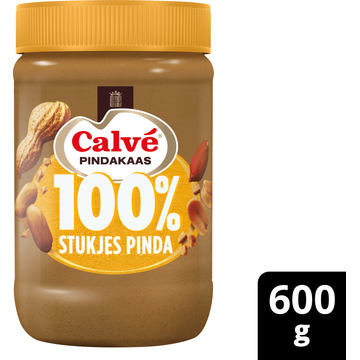 Calvé Pindakaas 100% Stukjes Pinda 600 g