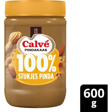 Calvé Pindakaas 100% Stukjes Pinda 600 g