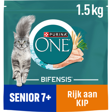 PURINA ONE® Senior 7+ Rijk aan Kip kattenvoer 1,5 kg