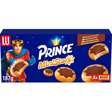 LU Prince MiniStars Koekjes Melkchocolade (5 x 37.4 g) 187g